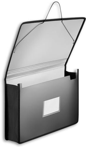 1InTheOffice Plastic Expanding File Wallet, Plastic Envelopes with Elastic Closure, 3.5 Expansion, Legal Size, Black, 1 Pack