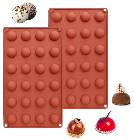 MsTeco 2 Stück Halbrunde Schokoladenformen mit 24 Vertiefungen, Pralinenform Silikon,Bonbonform,Antihaft-schokoladenformen,Mini-Schokoladenformen für Schokolade, Kuchen Gelee Kuppelmousse