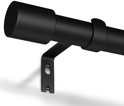 Gardinenstange Schwarz 76-305 cm Vorhangstange Ausziehbar 19 mm Durchmesser für Schlafzimmer, Wohnzimmer oder Küche von GEEBOBO