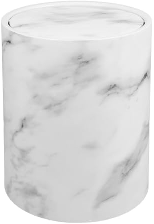 HOLIDYOYO Poubelle Ronde En Marbre 15L Double Couche Poubelle Marbrée Petite Corbeille De Bureau Tenir Pour Salle De Bain Salon