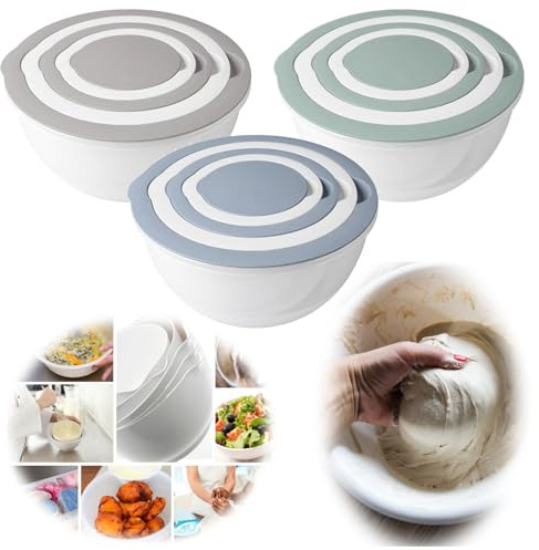 LS-LebenStil 5-fach Kunststoff Rührschüssel Set 0,4-4,4L Rund stapelbar mit Deckel Küche Salatschüssel Teigschüssel Backschüsseln Backen Zubehör Küche Vorratsdosen Frischhaltedose Camping