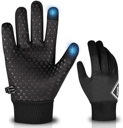 SAWANS Gants de course à pied, de cyclisme et d'hiver chauds pour homme et femme, antidérapants, écran tactile, légers, coupe-vent, gants thermiques pour temps froid (noir, XL)
