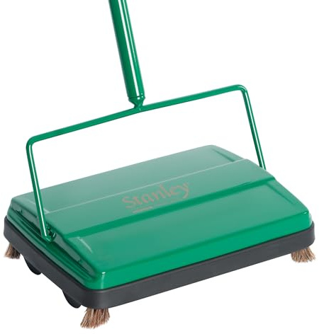 Stanley Home Products Spazzatrice elettrostatica per tappeti e pavimenti, resistente, leggera, adatta per pavimenti lisci e tappeti a pelo basso e moquette, non necessita di elettricità (verde