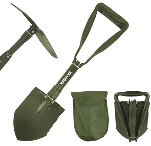 Mini Folding Camping Shovel, Lightweight Portable Small Tactical Survival Shovel, High Carbon Steel Military Shovel Entrenching Tool for Outdoor, Hiking, Digging, Backpacking, Car Emergency, Off Road