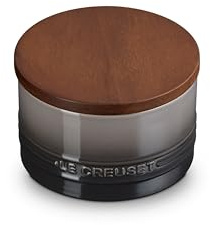 Le Creuset Signature Salt Cellar and Storage Canister with Wood Lid, 16 oz., Oyster