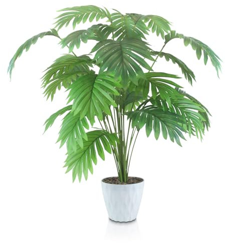 INSANYJ Palme Pflanze Kunstpflanzen Groß, 80cm Hoch 24 Zweige Kunstpflanze Splitphilo im Topf Künstliche Pflanzen Plastik Pflanze Deko Modern Wohnzimmer Balkon Schlafzimmer Zimmer Hochzeit Party
