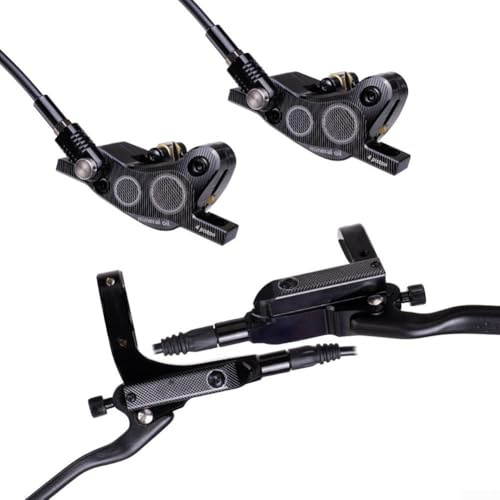 4-Pistons Hydraulic Disc Brake Set Front and Rear MTB Brakes Aluminum Alloy System With Oil Pipe for Mountain Bike Road Bike Black(Black)