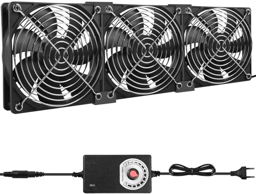 Lot de 3 ventilateurs de boîtier 120 mm - 12 V - Avec contrôle de vitesse - AC 100-240 V - Double roulement à billes - Silencieux - Pour PC, ordinateur portable, TV, routeur, châssis, cabinet - 3 x