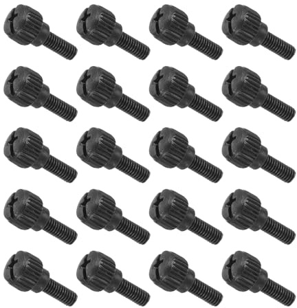 sourcing map 20 Pcs M4x10mm PC Computer Case Thumbscrews, Carbon Steel Nickel Plated Knurled Thumb Screws Bolts Fasteners for Computer Cover, Motherboard, Fan, Power Supply, Black