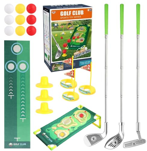 Nzkeuf Golf Club Set, Toddler Golf Toy Set, 3 4 5 6 Kids Safe & Durable Velcro Golf Chipping Game with Training Mat, Mini Golf Set Outdoor/Indoor Garden Toy for Ages 3-6 Boys and Girls