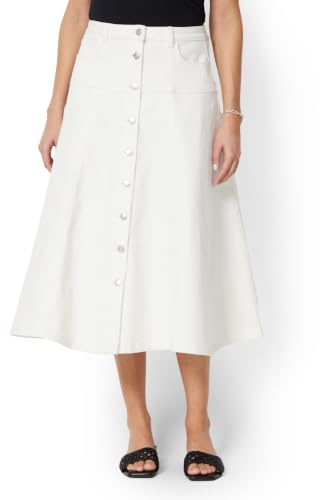 Amazon Essentials Femme Jupe midi évasée boutonnée en Jean Taille Montante
