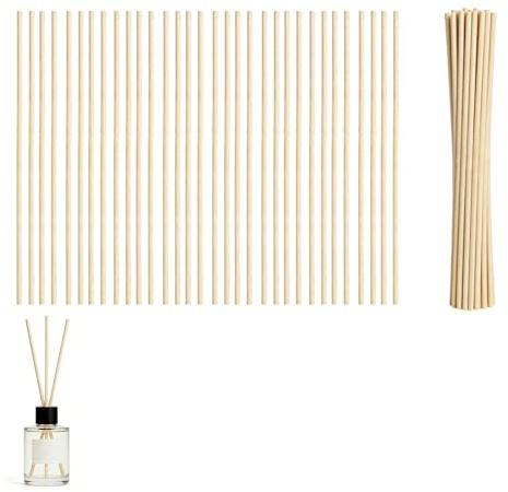 50Pcs Reed Diffuser Sticks,30cm Long Diffuser Reeds Sticks for Diffusers | 3mm Thick Natural Wood Rattan Fibre Oil Aroma Diffusion Refill Replacement Essential Soak for Home Bedroom Lavatory Office