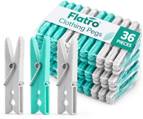 Clothes Pegs for Washing Line Outside 36 Pack Soft Grip Laundry Pegs | Heavy Laundry Multicolour Clothespins | Windproof & Rust Resistant Strong Pegs for Washing Line for Indoor & Outdoor