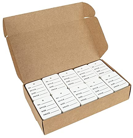 G2PLUS 1000 PCS Price Tags,1.94 X 1.38 White Paper Tags for Clothes Size, Labels, Coupon, Store, Without String, Clothing Labels with Exquisite Box Package