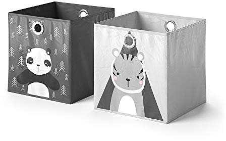 Vicco Faltbox 30x30, Regalbox für Kinder, Grau, 30 x 30 cm 2er Set