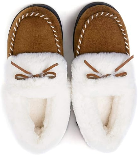 RockDove Women's Trapper Moc Memory Foam Slipper Gift Ready, Size 5-6 US Women, Chestnut