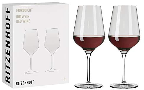 RITZENHOFF 3631002 Rotweinglas 500 ml - Serie Fjordlicht Nr. 2, 2 Stück mit Farbverlauf Grey - Made in Germany