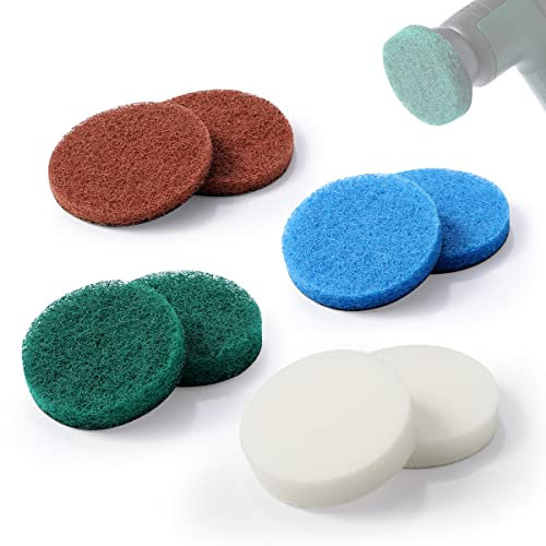 LANMU 8 Stück Reinigung Pads kompatibel mit Bosch Home and Garden 6033 Akku Reinigungsbürste UniversalBrush, für Badezimmer (2X Schaumstoffpad, 2X Küchenpad, 2X Hochleistungspad, 2X Mikrofaserpad)