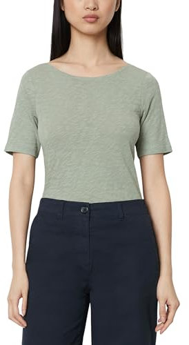 Marc O'Polo Damen T-Shirt aus Bio-Baumwolle mit U-Boot-Ausschnitt, Grün (Faded Mint), XL