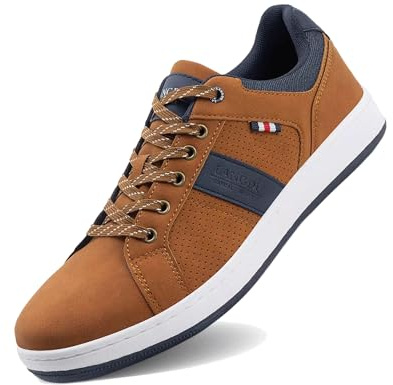 LANGDU Mens Casual Shoes Trainers Walking Fashion Sneakers Breathable Lightweight Trainer Size 7-11UK (9UK,Brownish 50)
