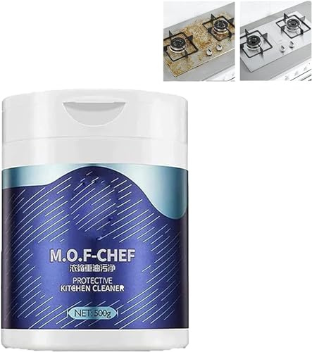 Mof Chef - Polvere detergente per macchie di olio pesante, 500 g, polvere protettiva per la cucina, detergente per macchie di olio pesante, detergente multiuso per pulizia profonda della cucina