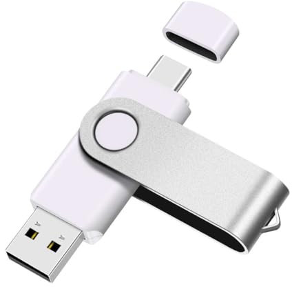 Yaxiny Unidad flash USB C de 128 GB, 1 unidad, OTG USB C Pen Drive, USB 3.0 y USB C, memoria tipo C para smartphone USB A+USB C Android, color blanco metálico