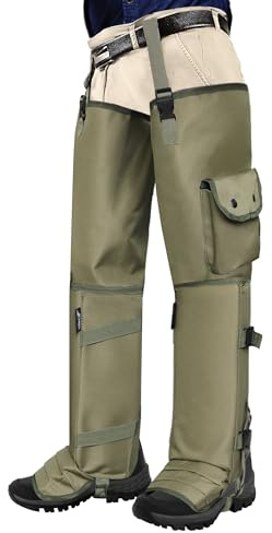 JLDTOP Snake Gaiters, Snake Chaps for Men and Women, Waterproof Snake Guards, Adjustable Snake Protection for Legs, Green, One-size