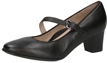 CAPRICE Escarpins Femme en Cuir avec Bride, Noir (Black Nappa), 37 EU
