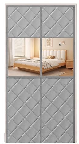 Thermovorhang Tür Aus Oxford-Stoff, Robuster Und Langlebiger Thermovorhang Tür Winter, Thermovorhang Kälteschutz, Magnetischer Wärmeschutzvorhang Türvorhang, Mit Sichtfenster(Gray,110x200cm/43x79in)