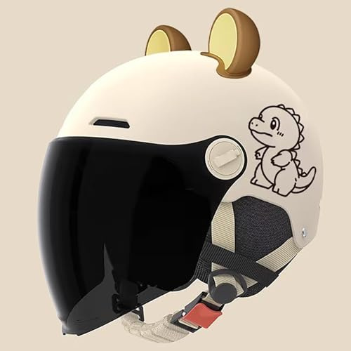 Casque De Moto Pour Enfants Certifié DOT/ECE, Casque De Moto Rétro 3/4 Avec Visière Et Mentonnière À Dégagement Rapide, Adapté Aux Garçons Et Aux Filles Âgés De 3 À 12 Ans C,48-52cm