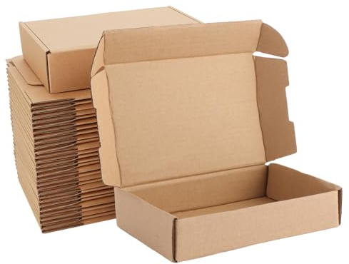 LDXDRU 50 Pièces Boite Carton Kraft, Boîte Expédition Petite 14 x 9 x 3 cm, Carton Postal 14x9x3 Pliable pour Bijoux, Cartes, Cadeaux et Colis Légers Kraft