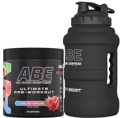 Applied Nutrition Bundle ABE Pre Workout 375g + JUG 2.5 LT Matt Black | All Black Everything Pre Workout Powder, Energy & Physical Performance with Creatine, Beta Alanine (Cool Watermelon)
