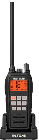 Retevis RM15 VHF Seefunkgerät, Marine Walkie Talkie IP68, 2000 mAh Akku, Schwimmend, Vibration, 88 Kanäle, VHF Marine Radio Handfunkgerät mit Lautsprecher für Bootfahren(1 Stück)