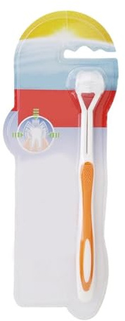 Brosse à dents manuelle Brosse à dents 3D stéréo à trois côtés, poils souples, gratte-langue for adultes et enfants, interchangeable, nettoyage en profondeur Brosse(Yellow)