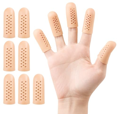 Gripiti Finger Bandage 12pcs, Silicone Fingers Cots Waterproof Finger Protectors Gel Thumb Protector Breathable Sleeves Fingeres Covers with Hole for Fingers Dressing Hand Eczema Fingeres Cracking