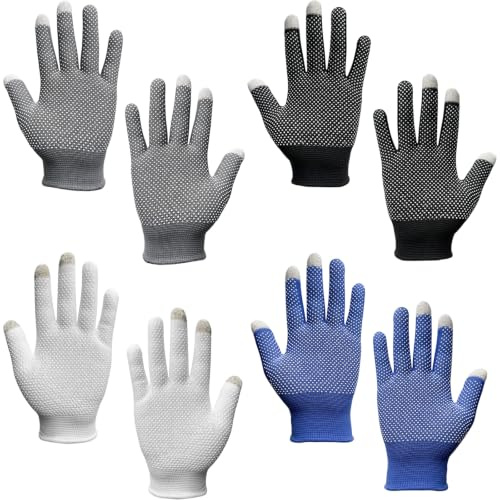Lot de 4 Paires de Gants Anti-UV Protection Solaire pour Homme Femme, Gants de Conduite Tactiles et Respirants pour Cyclisme, Vélo, Randonnée, Escalade, Été - Noir, Gris, Bleu, Blanc