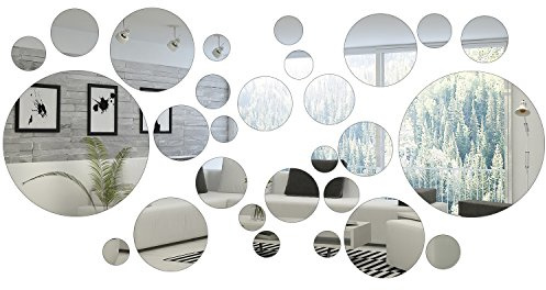 32 Stück Runde Kreis Spiegel Einstellung Wand Aufkleber Aufkleber Dekoration (Stil 1)