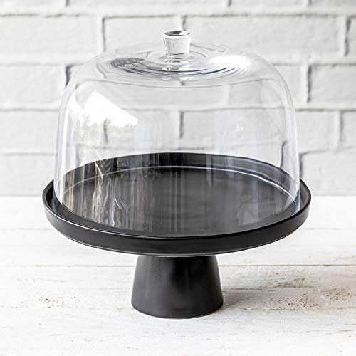 Home of Cake Présentoir à gâteau Puro Medium noir mat avec cloche en verre, Ø 27 cm