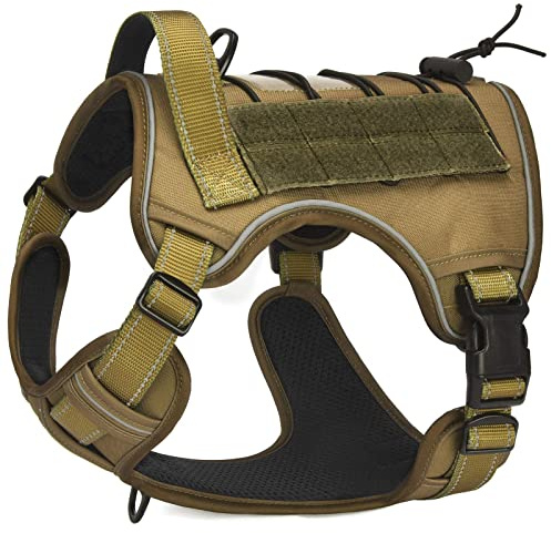 CBBPET Tactical Dog Harness for Small Medium Large Dogs No Pull Adjustable Harness Training Easy Control Pet Vest,Reflective Working Training (L(Neck 20-30, Chest 22-41))