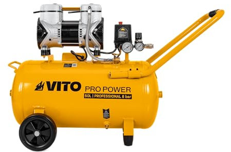 VITO - Compresseur d'air Silencieux 50L 1.5 CV 1100W 8 bar