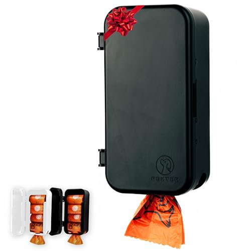 Pexter Dog Poop Bag Dispenser, Outdoor or Indoor Pet Waste Bag Dispenser Station, Stick-On or Screw-On Wall Mount, Poop Bags Storage Outdoor Container, Includes 4 Doggie Bag Rolls