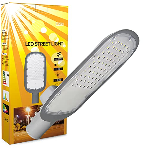 RIGIDON Esterno Proiettore Lampione Led, 50W 4052LM Luce Stradale a Led Per Giardino, Strada, Scuola, Parcheggio, Campo da Basket, Cortile, Piazza, Garage, 6000K Impermeabile Fari di Sicurezza