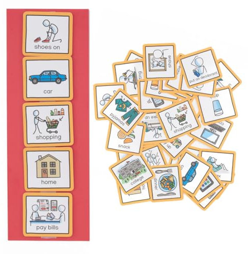 Visual Schedule for Adults (Red) Visual timetable for dementia, stroke victims, adults with learning difficulties, autistic adults.