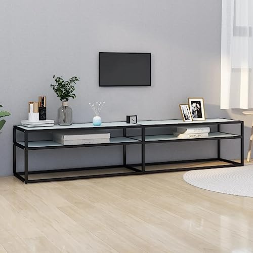 Fernseh Sideboard Hängeschrank Fernsehtisch TV-Schrank Weiß Marmor-Optik 200x40x40,5 cm Hartglas