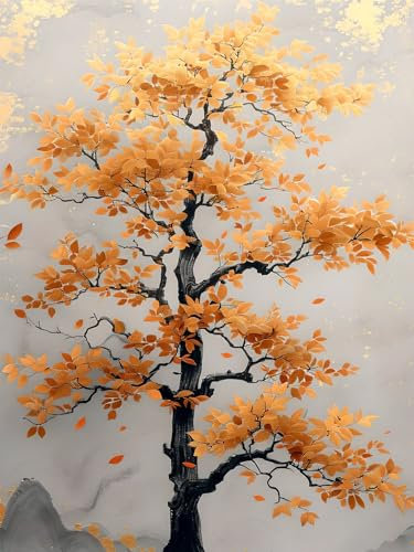 Diamond Painting Erwachsene, DIY Diamant Painting Bilder Herbst, Vollbohrer Baum Diamant Malerei Malen Nach Zahlen Cross Stickerei Bastelset Erwachsene, für Geschenk, Wanddeko Wohnzimmer 50x70 cm X-9