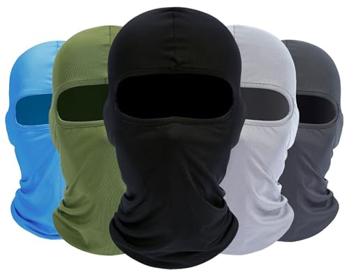 ROXUN Balaclava Ski Mask 5 Pack Cooling Summer UV Protection Motorbike | Moisture-wicking, UPF 50+, for motorbike/cycling/skiing, lightweight polyester
