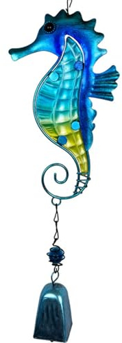 Campanelli a vento in vetro, campanelli a vento per giardino, campanello a vento blu per decorazione a sospensione da patio, decorazione creativa a sospensione per veranda o balcone all'aperto