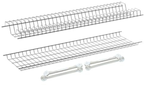 inferramenta Scolapiatti per Pensili Cucina | Kit con Griglie in Acciaio Cromato + 4 Staffe | Porta Piatti e Bicchieri | Diverse Misure (76 CM PER PENSILE 80 CM)