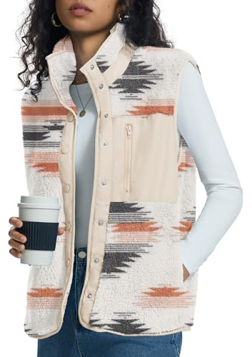 Kistore Womens Fleece Gilet Winter Going Out Tops for Women UK Sleeveless Jacket Ladies Gilets 2025 Trendy Fashion Printed XL