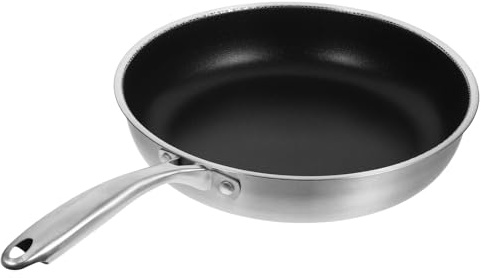 BESPORTBLE Sartén Antiadherente de Acero Inoxidable 30 CM Sartén para Huevos y Filetes Fondo Plano para Inducción Cocina al Aire Libre y Uso Doméstico